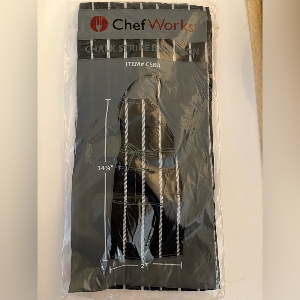 Chef Works Black Chalk Stripe Men's Apron